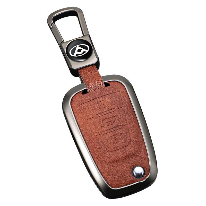 Fits 25 Models: SAIC Maxus V80 Key Cover, Metal Shell with Genuine Leather Buckle
