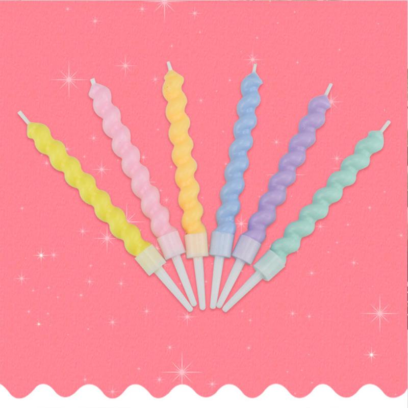 6 Pcs/box Romantic Swirl Candle Colored Screw Thread Candles Valentine Day Birthday Wedding Party