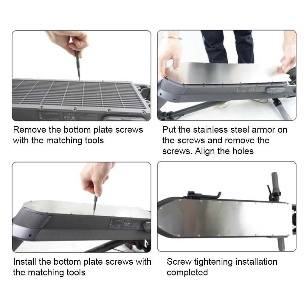 Stainless Steel Electric Scooter Battery Bottom Shield Professional Protective Protector Replacement for 1S/Max/Pro