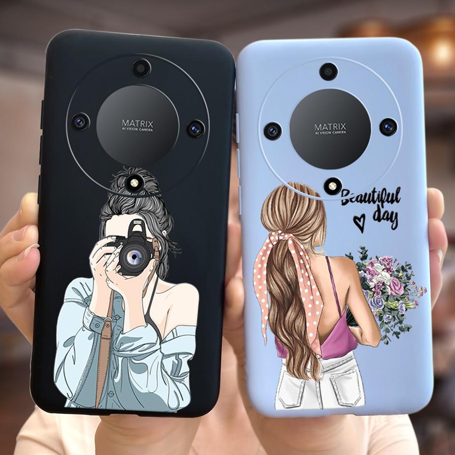 Für Honor Magic6 Lite Hülle Honor X9b Hübsche Mädchen Sonnenblumen Hülle Weiche Silikon Handyhülle Für Honor Magic6 Lite HonorX9b Bumper