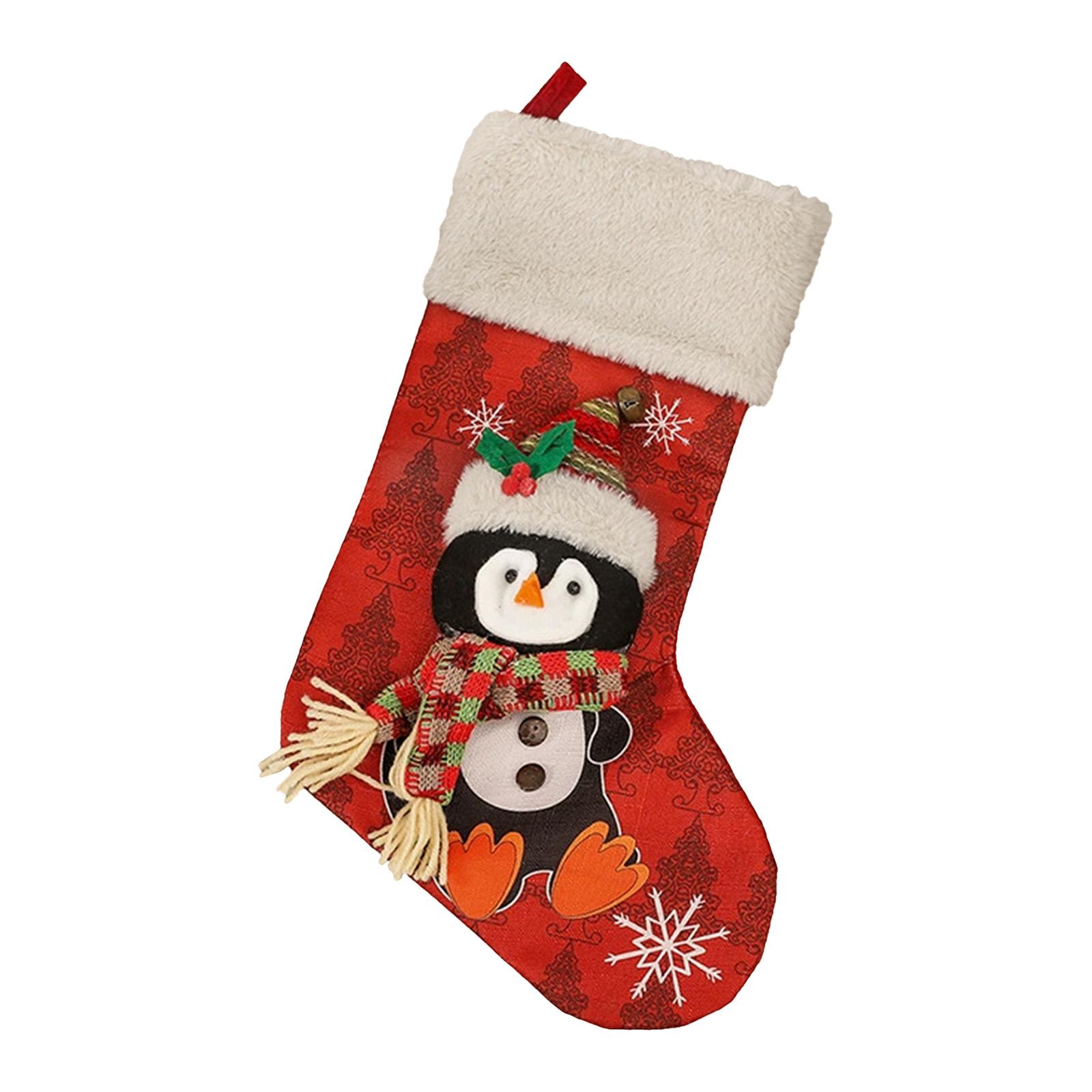 3D Design Christmas Stocking 18 Inch Red-Green Xmas Stocking Large Family Christmas Stocking for Family Kids & Fireplace Decor