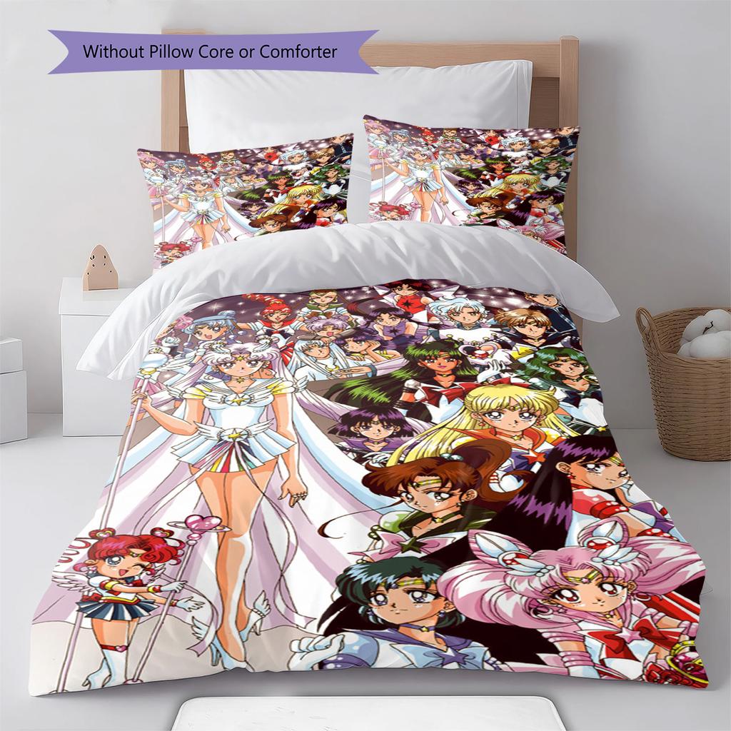 Sailor Moon Magical Stars Glow Bedding Set Anime Duvet Cover Polyester Soft Comforter Set -QJY