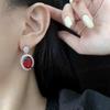 Elegant Oval Red Brick Stud Earrings: Retro Ethnic Style Hoops, Perfect Gift for Mom.