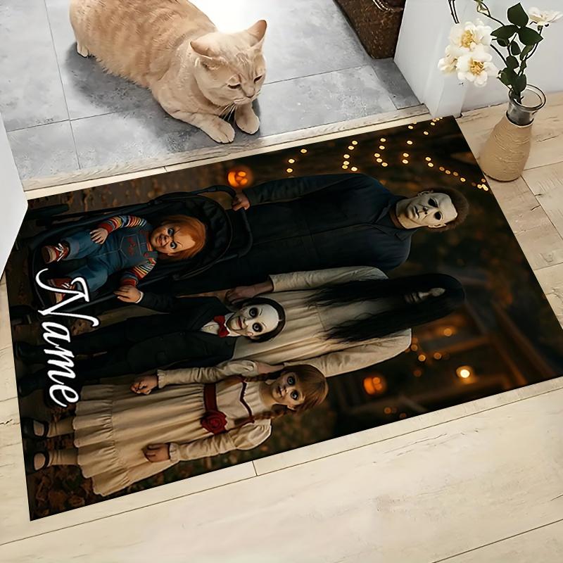 Custom Name Kitten Clown Balloon Theme Carpet Rug Customizable Soft Washable Anti-Slip Home Living Room Sofa Mats Personalized Rug. 0909106