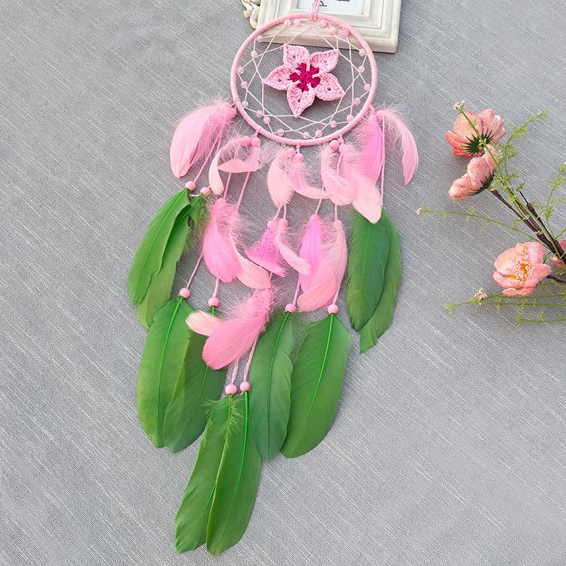 Hand-woven Crochet Dream Catcher Wind Chimes Bohemian Wall Hanging For Girl's Bedroom Window Decor Festival Gifts Home Accessory