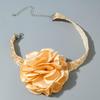 Cross Border Autumn New Sparkling Braided Rope Satin Flower Necklace Women's Jewelry Fashion Elegant Flower Necklace