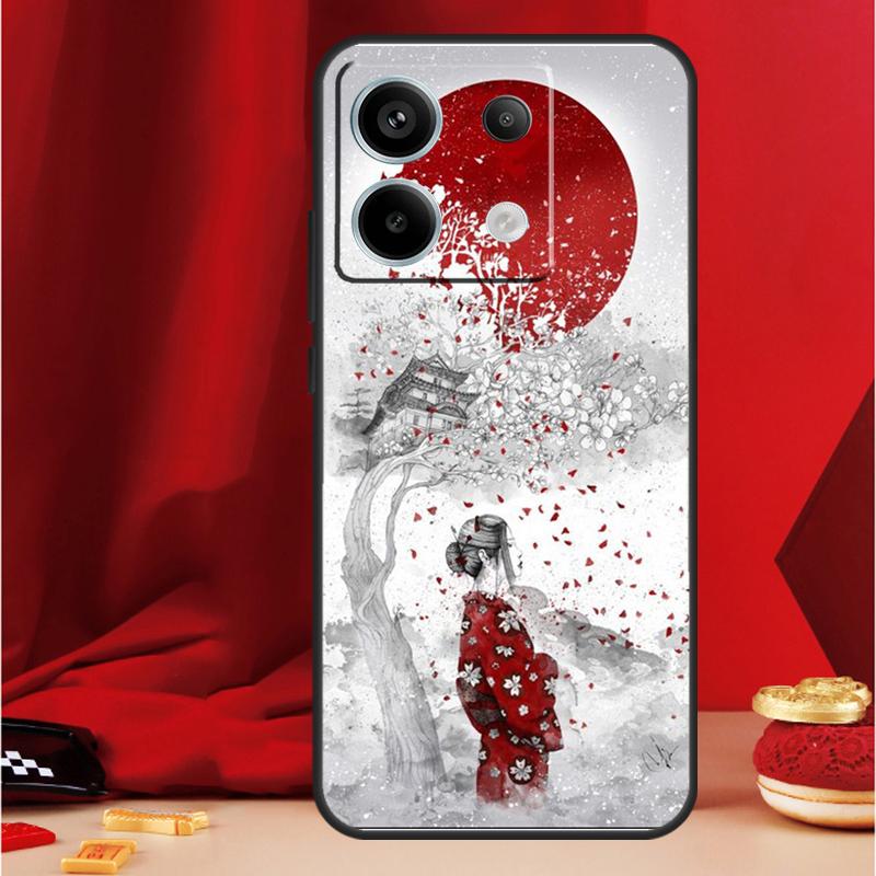 Japanese Geisha Case For Xiaomi Redmi Note 13 Pro 12 11 9 10 Pro 12S 11S 10S 9S Redmi 12 10C 12C 13C Cover