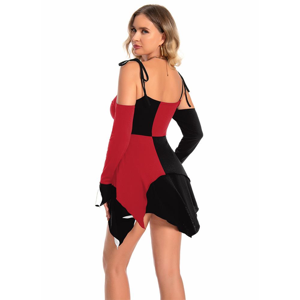 Adult Women Clown Digital Printing Dress Halloween Cosplay Costumes School Stage Drama Show Performance Role Play Outfits