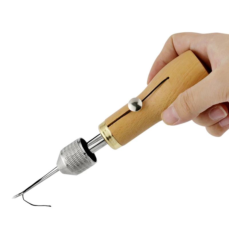 Handmade Leather Stitching Awl DIY Leather Craft Tool Waxed Thread Sewing Carving Repair Cowhide  Canvas Saddlery Stitch Tools