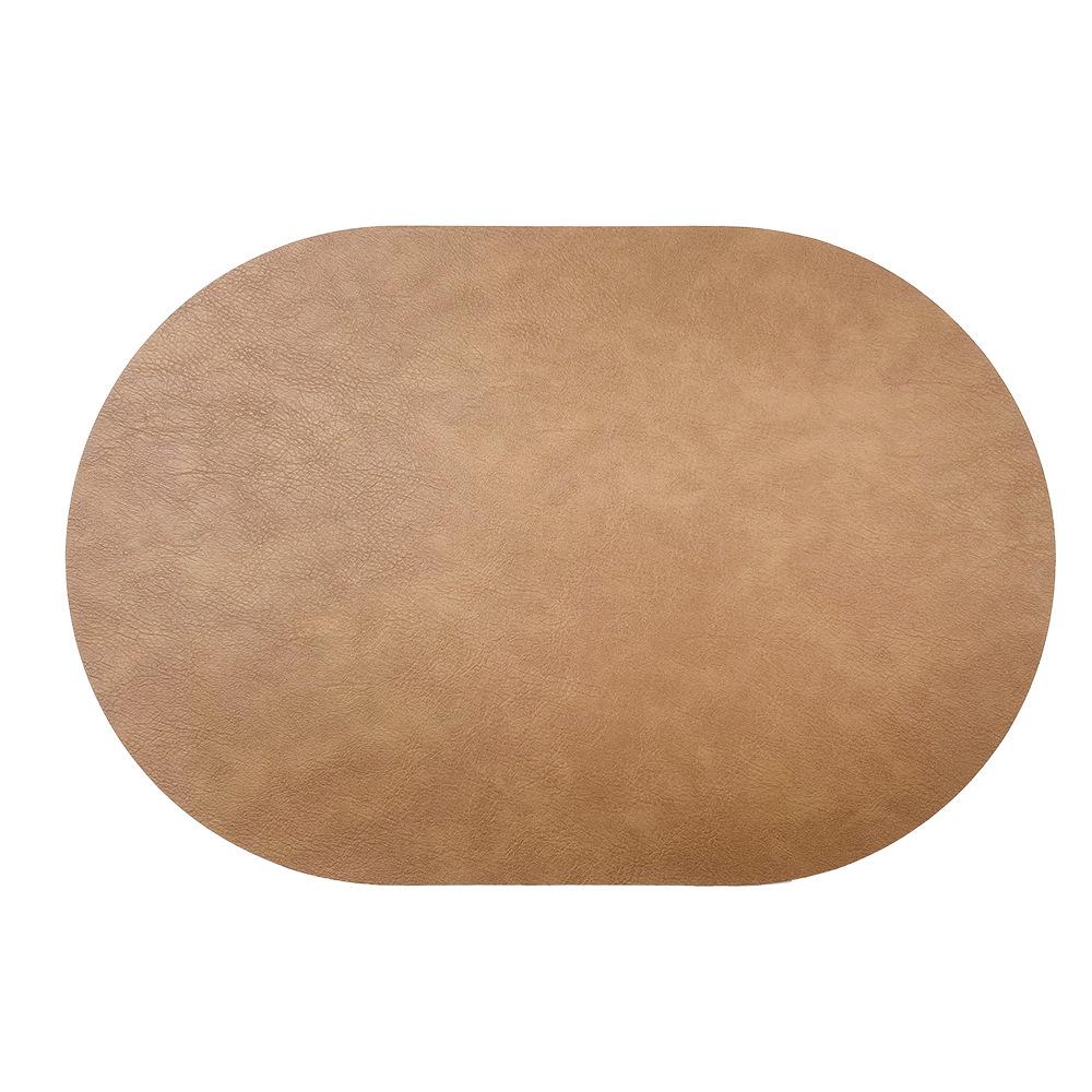 Nordic Style Dubbelzijdige Rundleer Placemat - Waterdichte & Oliebestendige Ovale Isolatiemat