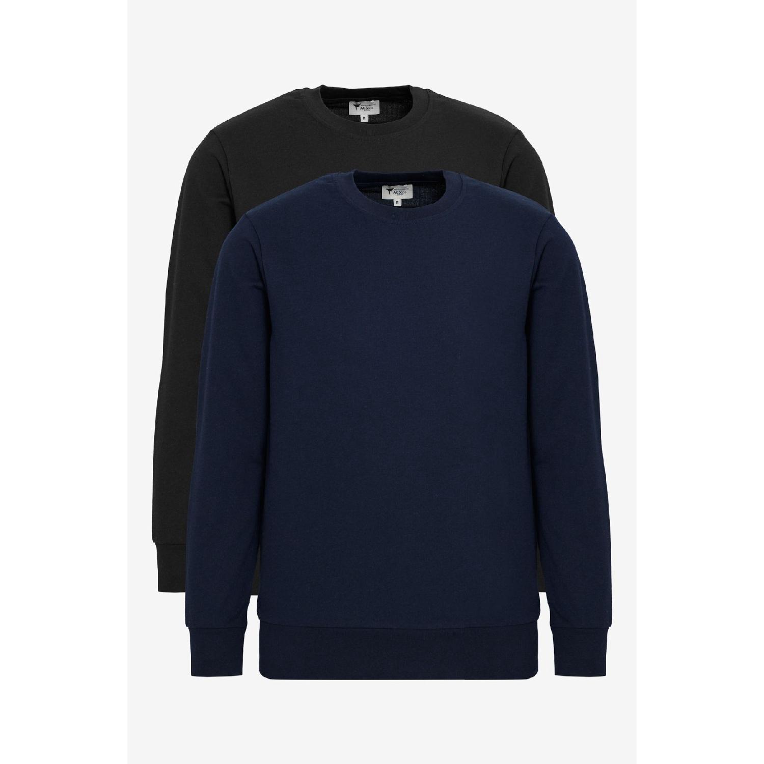 

Men s Navy Blue-black 2-pack Cotton Standard Fit Regular Cut Crew Neck Sweatshirt S чёрный