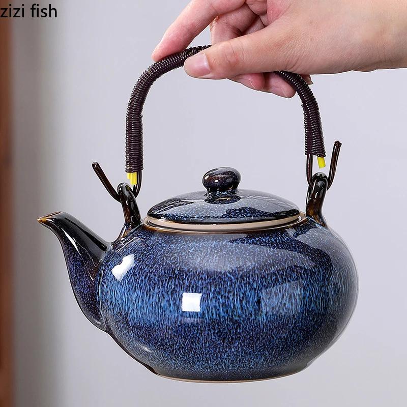 Large Capacity Ceramic Teapot Lifting Beam Pot Tea Kettle Filter Pot Tea Infuser Home Creative Brewing Utensils Single Pots