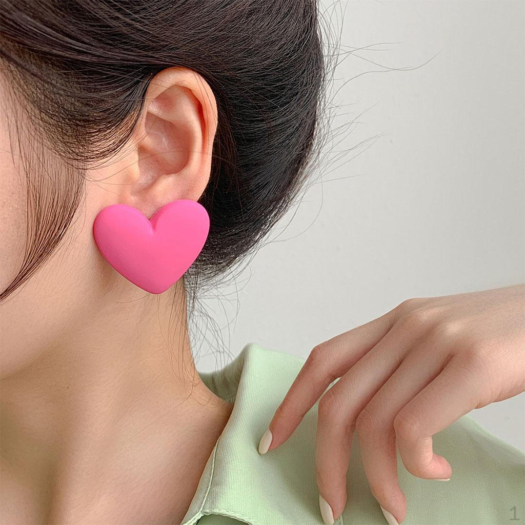 Acrylic Heart Earrings Jewelry for Daily Party Women Rose Red