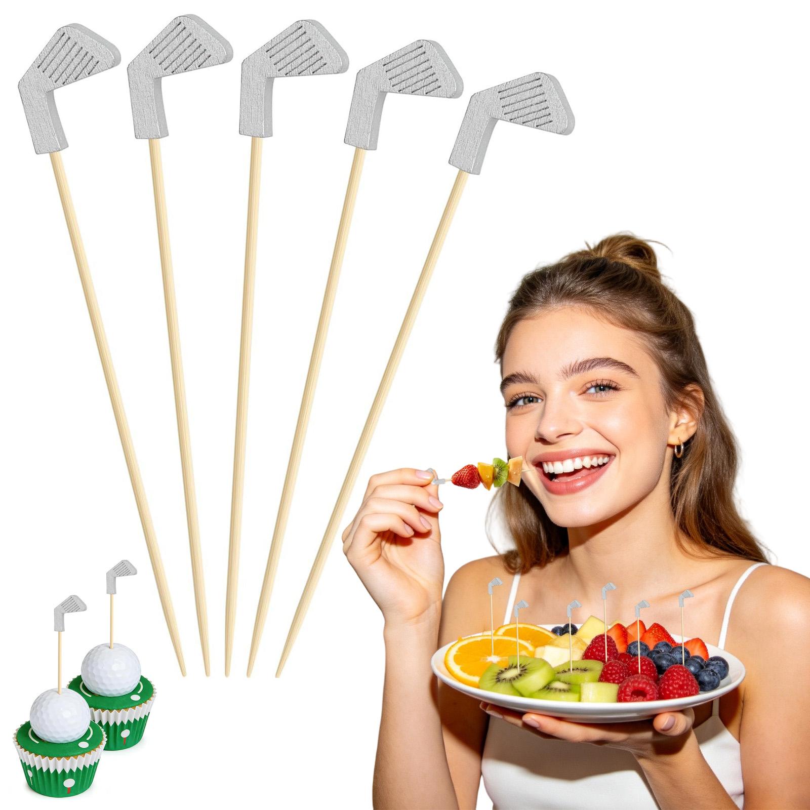 

Golf Club Fruit Baking Cake Decoration Toothpick Dessert Juice Drink Decoration One Size серый