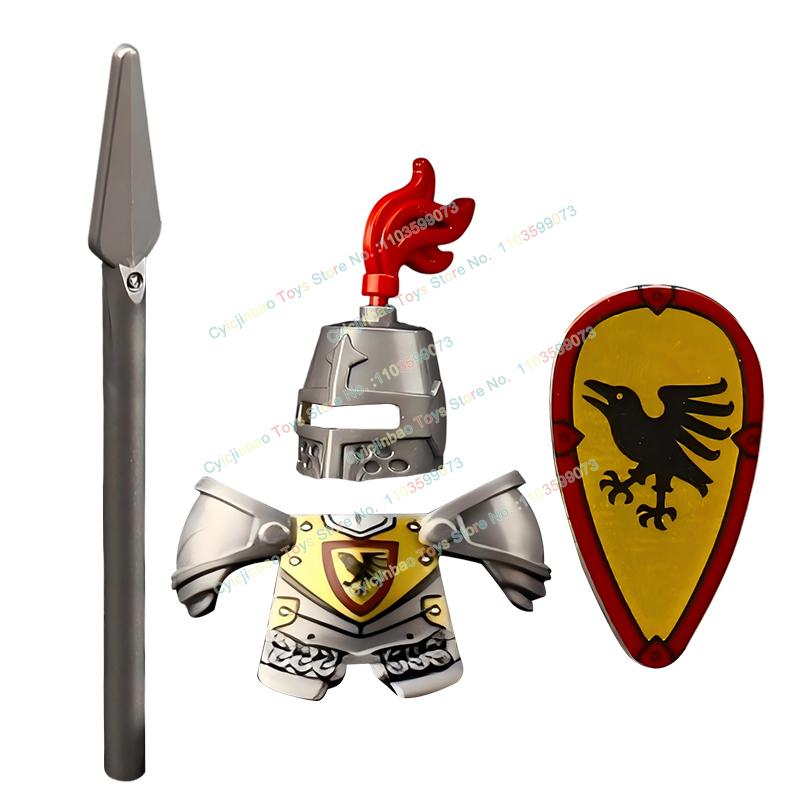 

Зеленый Дракон Вороны Рыцари Щит Фигурки MOC Средневековые Древние Рыцари Сцена Строительный Блок Креативные Игрушки для Детей