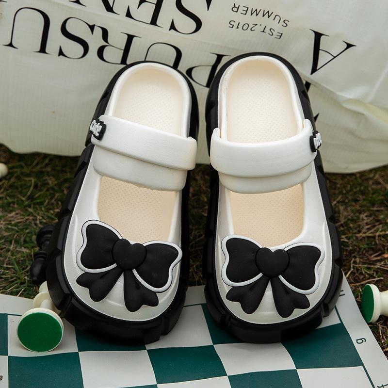 Mary Jane Bag Head Slippers Summer New Wear Non-slip Thick-soled Ins Bow Popular Sandals