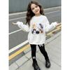 Girls' Cat Family Print Casual Comfortable Soft Loose Pullover Sweatshirt and Leggings 2-Piece Set, New Autumn/Winter, Playful, Sweet and Cool Style
