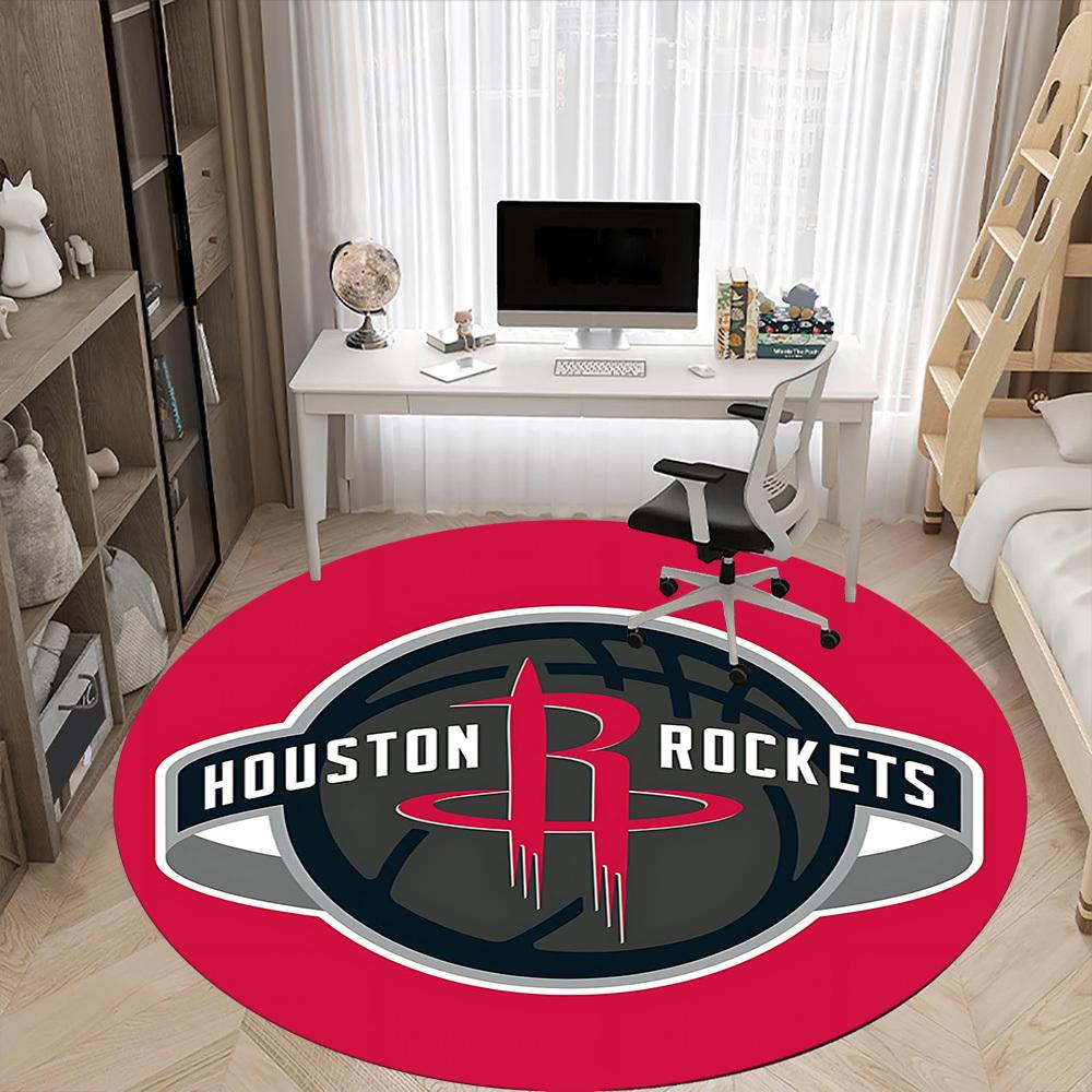 1pc Houston Rockets Office Round Area Rug, Indoor Mat Suitable For Office,Bedroom Living Room Home Decor, Room Deco A0926208