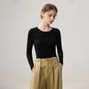 Premium Slim-Fit 100% Pure Wool Women's Round Neck Knit Sweater - Perfect for Autumn and Winter 