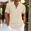 Sommer Herren Übergröße Einfarbig Henry Kragen Kurzarmhemd Pullover Shaping Einfaches Hemd