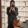 Retro Suede Patchwork Handbag Autumn Winter Versatile Brown Female Shoulder Bags For Women Fashion Simple Brown Underarm Bag