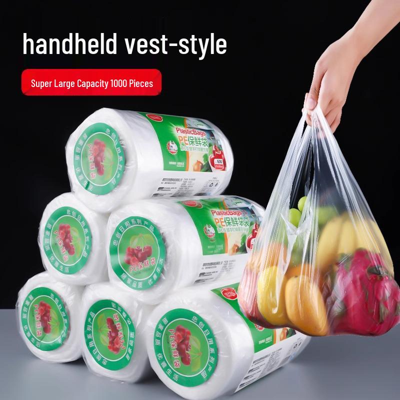 Food-Grade Vest-Style Disposable Plastic Kitchen Bags for Fresh Storage - Various Sizes