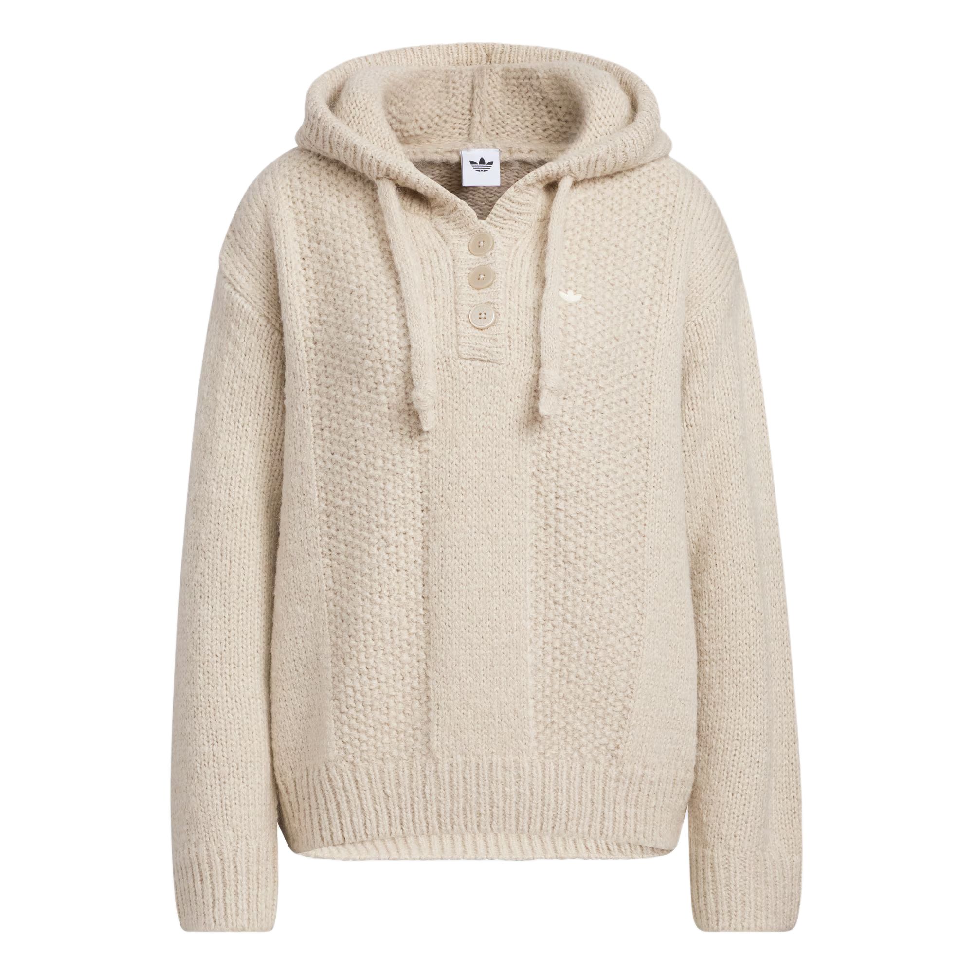 adidas Originals Women s Loose Hooded Knit Sweater Off-White KS5968 L
