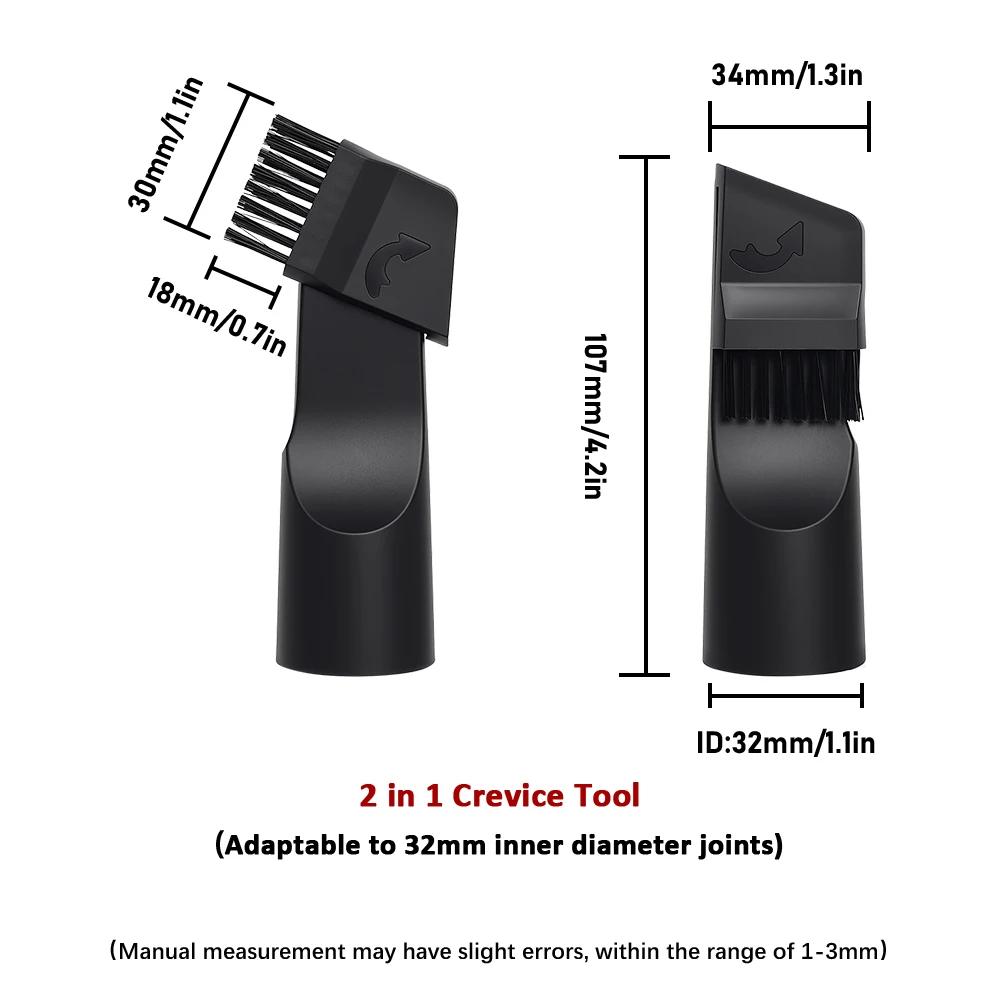 Universal Nozzle Suction Brush Head Dusting Brush For Inner Diameter 32mm Connectors Brush Nozzle Crevice Tool Vacuum Cleaner