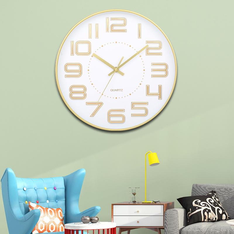 12 Inch 30CM Silent Wall Clock, Creative and Fashionable, Three-dimensional Digital Minimalist Clock for Home Living Room
