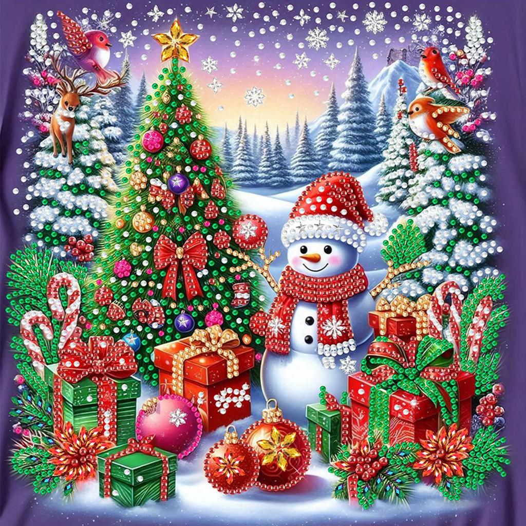 Snowman Special Shape Partial Drill Dimond Art Paintings for Home Office Wall Decor Crystal Rhinestones Diamond Painting 30x30cm