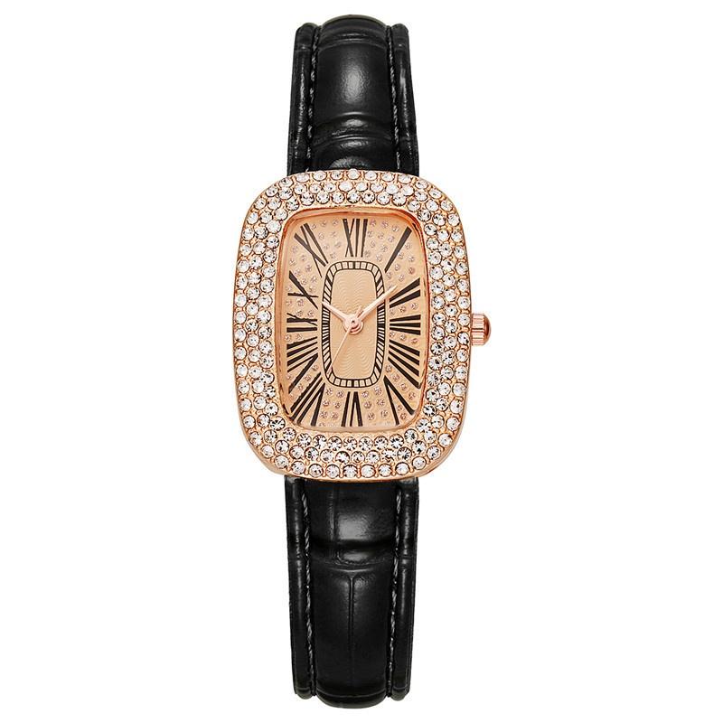 (horloge + ketting + ring + oorbel) Eenvoudige maar verfijnde quartz dameshorlogeset