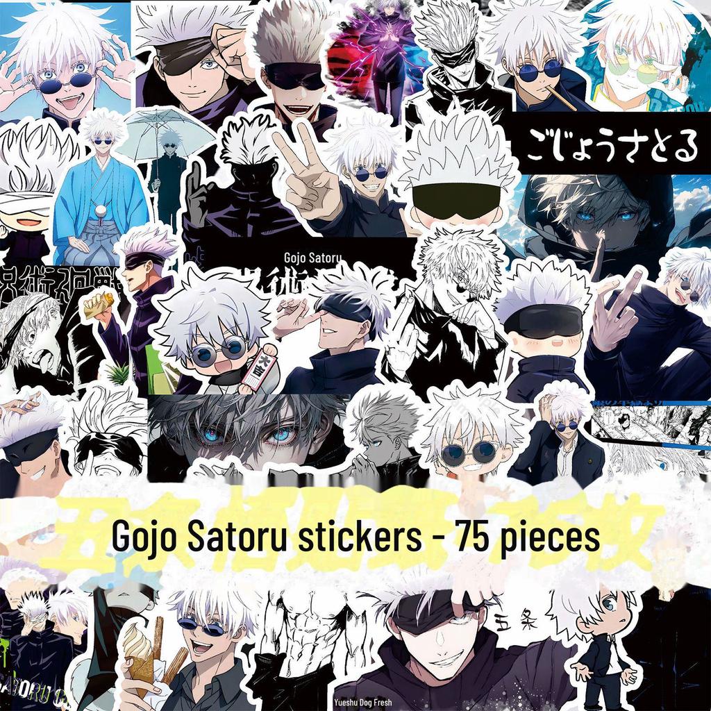 Gojo Satoru Jujutsu Kaisen Stickers for Mobile, Notebook, Anime Decor. Black and White Collage Design.