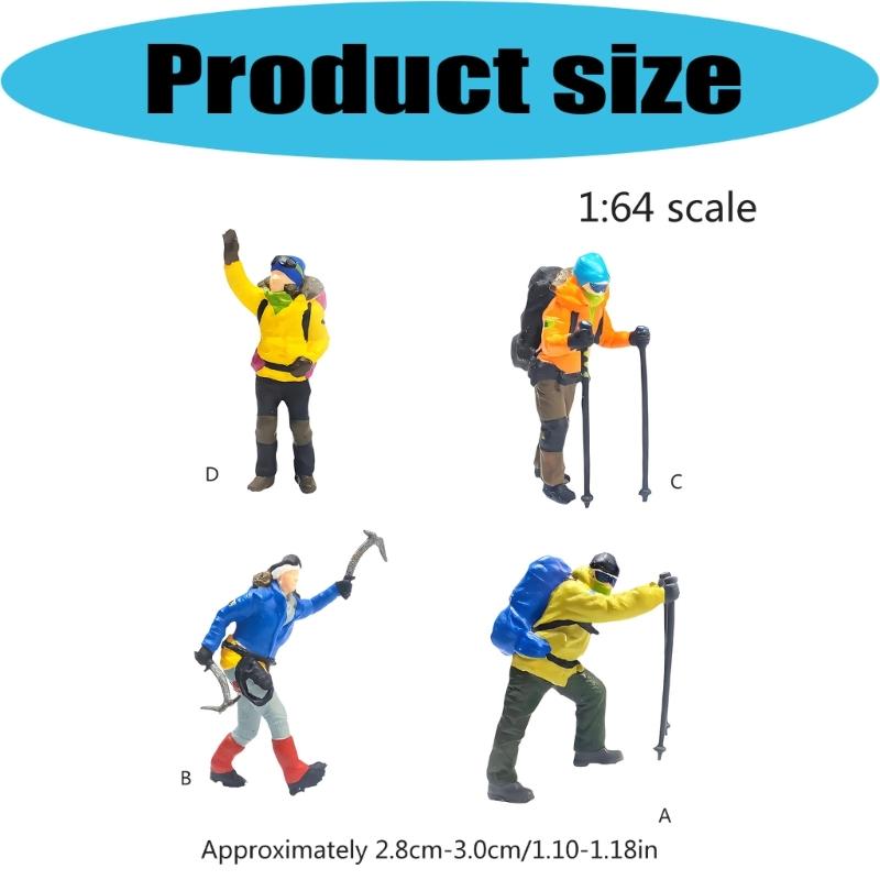 Realistic Hiking People Figure Model 1:64 Scale Hand Painted Miniature Figures for Dioramas Props,Photography Collectors