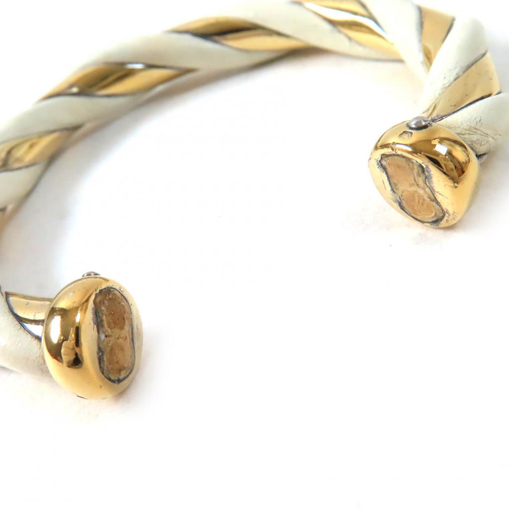 Very Good HERMES Bangle Twist Ivory Gold SV925 Women Used