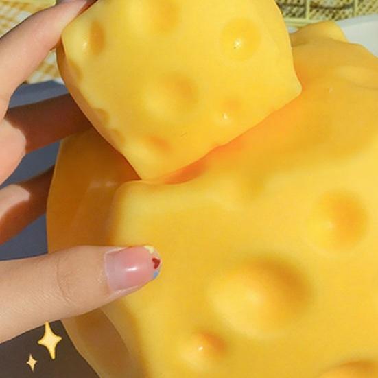 2Pcs Stress Relief Toys Soft Elastic Cheese Squeeze Toy Slow Rising Rebound Sensory
