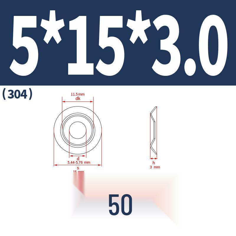 304 Stainless Steel Concave-Convex Decorative Washer for 6# 8# 10# 12# Sizes