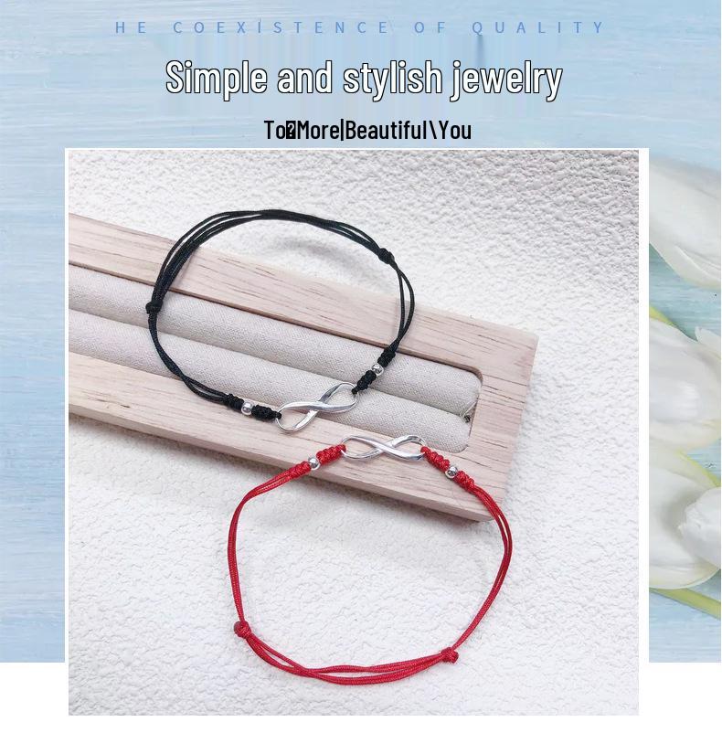 925 Sterling Silver Figure 8 Infinity Love Woven Couple Bracelet