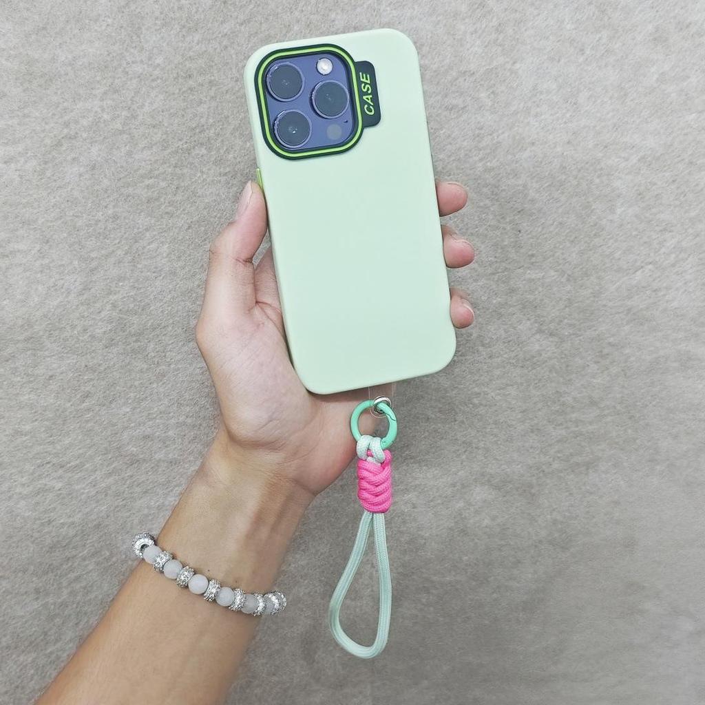 Dopamine Color Block Macaron Mobile Phone Lanyard – Short Woven, Creative Anti-lost Pendant
