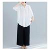 Women's Polo Collar Half Sleeve Loose Fit Blouse Casual Color Block Summer Top