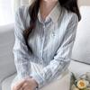 Navava Casual Stripe Embroidery Point Long Sleeve Shirt Nb3043