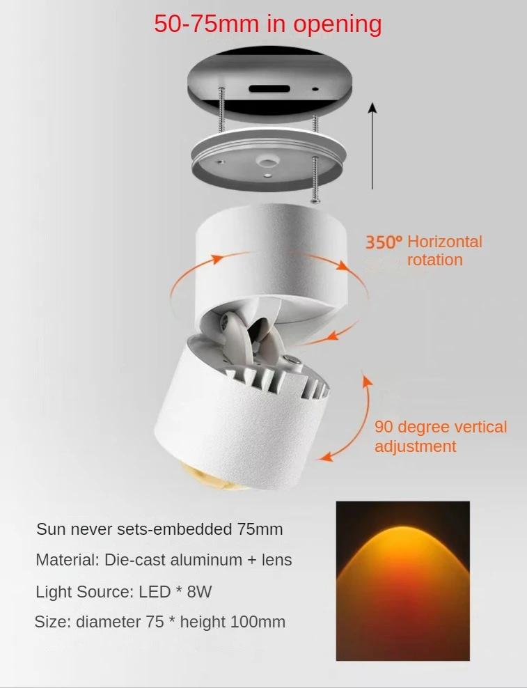 Warm Sunset Sunset Spotlight Ceiling Light Adjustable Angle Commercial Atmosphere Home Living Room Background Wall Spotlight