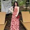 Plus Size French Floral Camisole Dress with Cardigan, Slimming Summer Long Dress for 2026