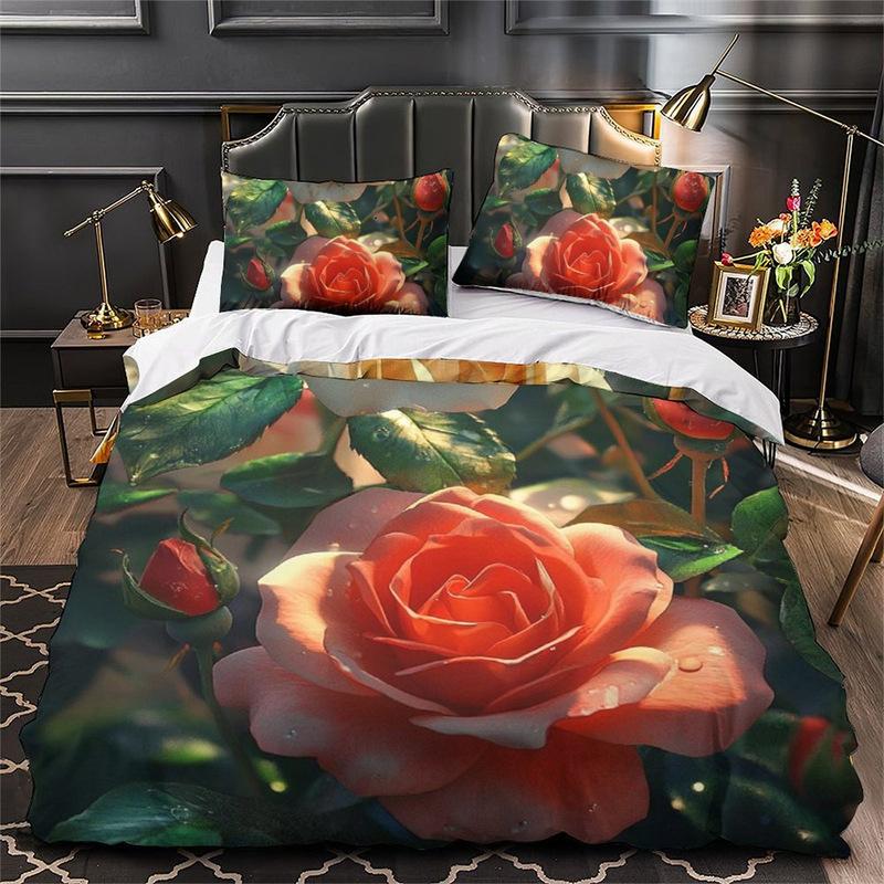 

Постельное белье с 3D цифровой печатью, двух- или трехпредметный полиэстеровый комплект одеяла из серии «Цветы» EU single 135*200