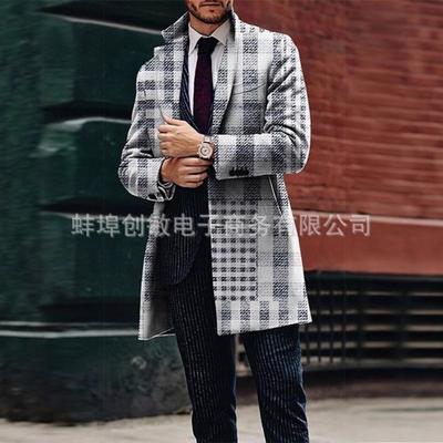 2025 Suit Collar Pocket Men's Coat Jacket Men's Large Size Windbreaker Autumn and Winter Woolen Coat
