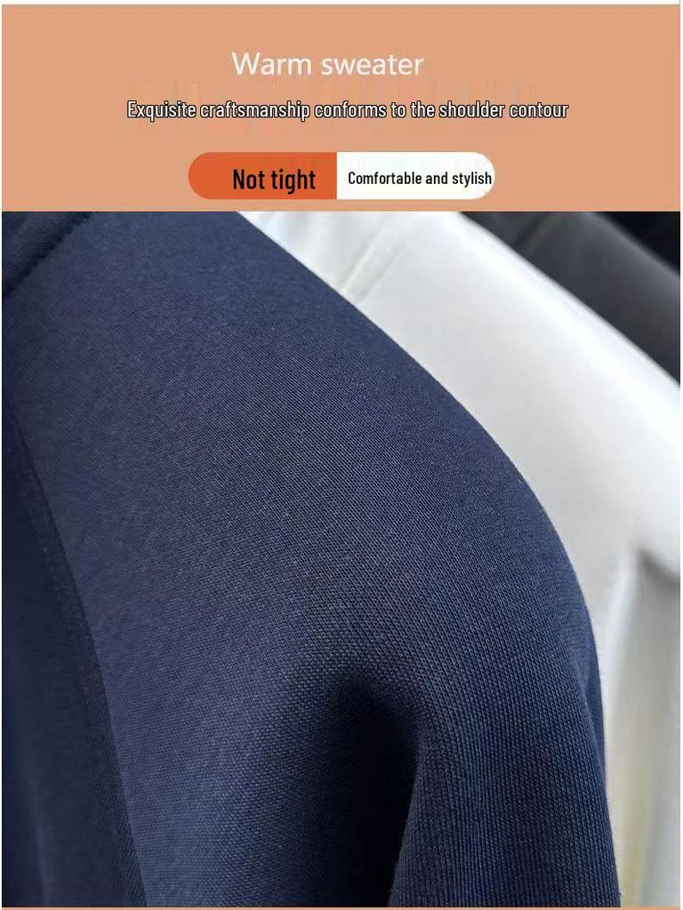 Herren Freizeit-Baumwoll-Hoodie mit halbem Reißverschluss und Stehkragen, Hochwertiges Gefühl, Herbst-/Winterkollektion