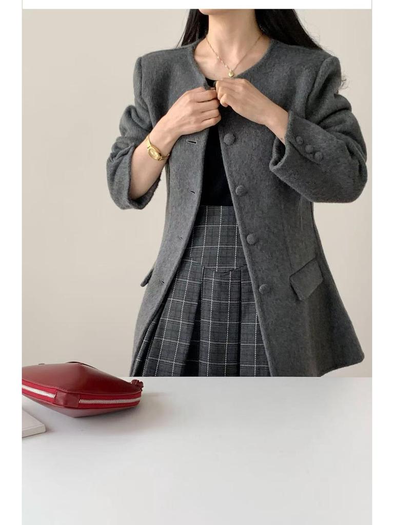 2025 Elegant Double-Faced Wool Coat - Slimming Casual Mid-Length, Perfect for Autumn & Winter.