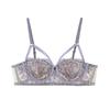 French Embroidered Lace Underwear Thin 1/2 Cup Big Chest Small Bra Sexy Rabbit Ear Cup Soft Steel Ring Bra