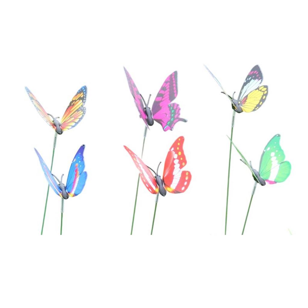 50 Stück Schmetterlingsstecker - Wasserdichte Garten-Schmetterlingsdekorationen für Hof, Innen- und Außenbereich, Terrasse, Blumentöpfe, Blumenbeete (Zufällige Farben)