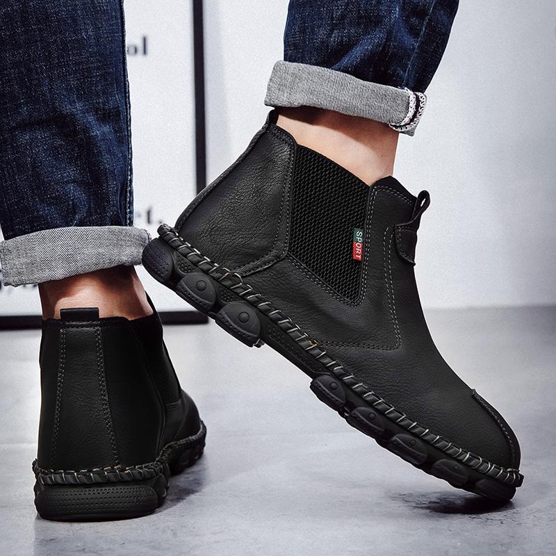 Mens Handmade Genuine Leather Boots Large Size Comfortable Ankle Boots for Men Casual Shoes Outdoor Boots Chelsea Boots