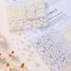 1200Pcs Resin Pearl Beads Kit 5 Sizes Round Small Pearl Filler Beads with Hole for DIY Craft Necklaces Earrings Bracelets Making